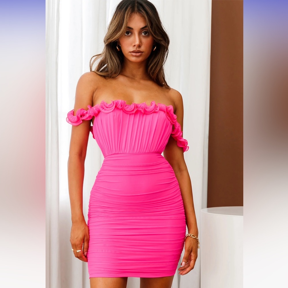 Selfie Leslie Pink Shoulder Strap Mini Dress